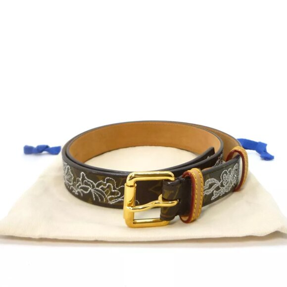 Authentic LOUIS VUITTON Saint Tulle Monogram Dentelle Lace Belt - Picture 1 of 12